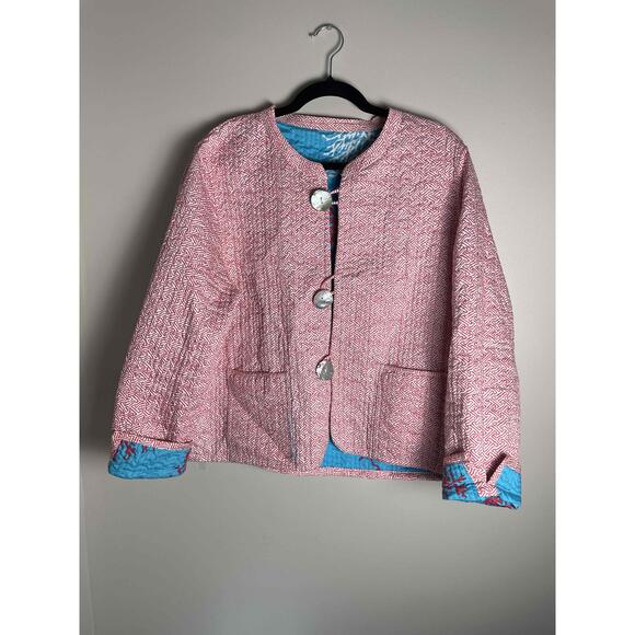 Patty Kim Women's Coral Pattern  Asian Kimono Inspired Reversible‎ Jacket M - Picture 8 of 11